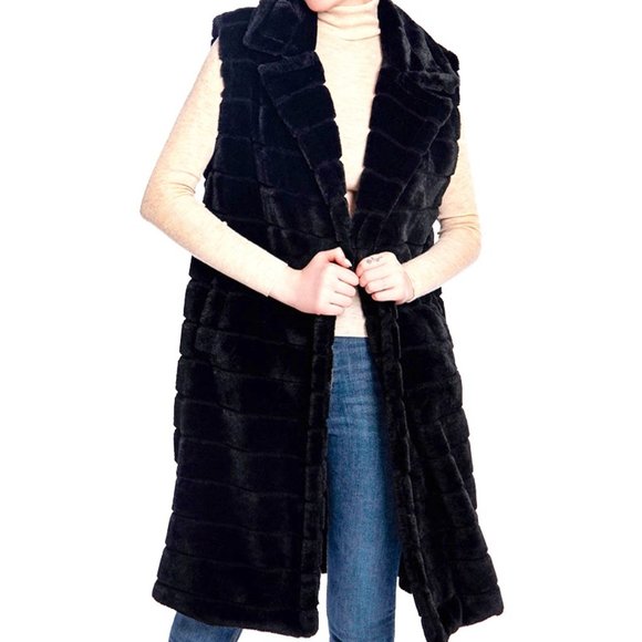 NEW** Chic Fur Vest Cardigan Coat Dress - Picture 3 of 5